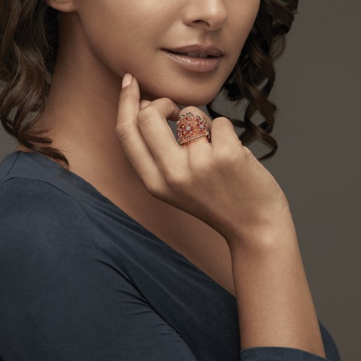 Diamond And Ruby Ring In Rose Gold (5.7 Gram) With Diamonds (0.100 Ct)