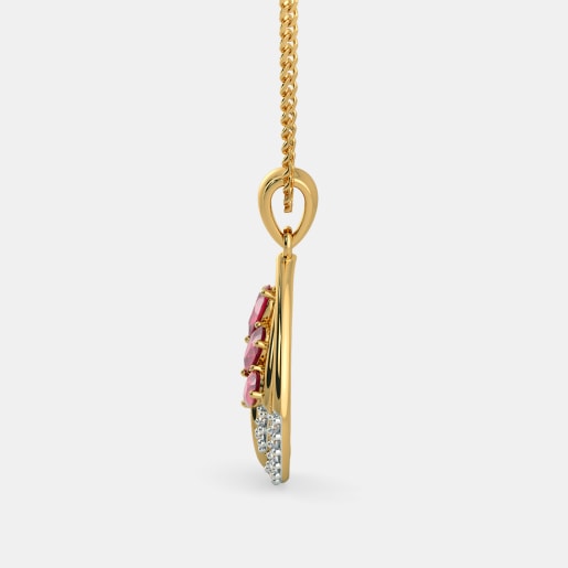 Diamond And Ruby Pendant In Yellow Gold (2.41 Gram) With Diamonds (0.195 Ct)
