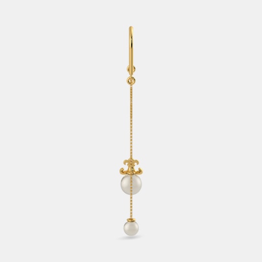 Diamond , Ruby And Off White Pearl HD Earring In Yellow Gold (3.75 Gram) With Diamonds (0.076 Ct)