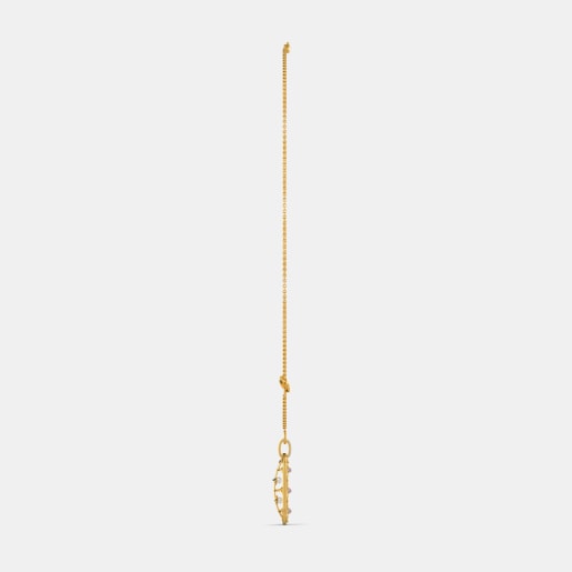 Diamond , Pink Tourmaline And White Pearl Necklace In Yellow Gold (12.21 Gram) With Diamonds (0.107 Ct)
