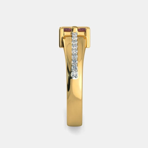Diamond And Ruby Ring In Yellow Gold (5.45 Gram) With Diamonds (0.216 Ct)