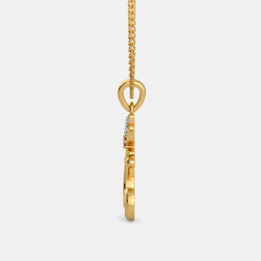 Diamond And Ruby Pendant In Yellow Gold (1.25 Gram) With Diamonds (0.025 Ct)